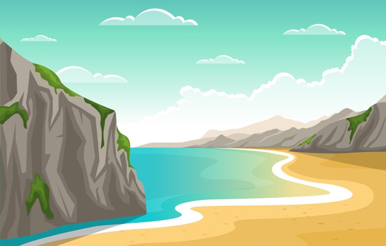 Serene Coastal Panorama Vector Image