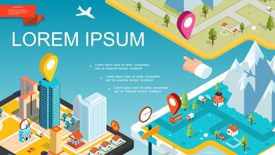 Isometric mobile navigation system concept vector image