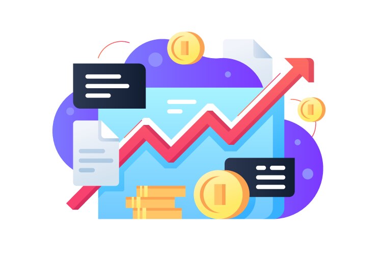 stock market with coins vector image