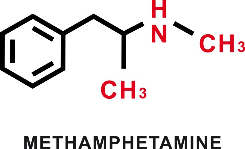 Methamphetamine chemical formula vector image