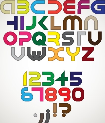Futuristic Color Alphabet Letters Vector Image