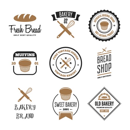 Set of bakery and bread logos labels badges Vector Image