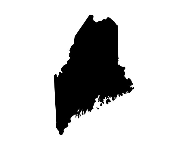 Maine State Map - Black & White Vector Image