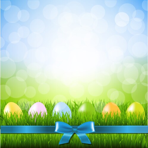 Blue sky and easter eggs Royalty Free Vector Image