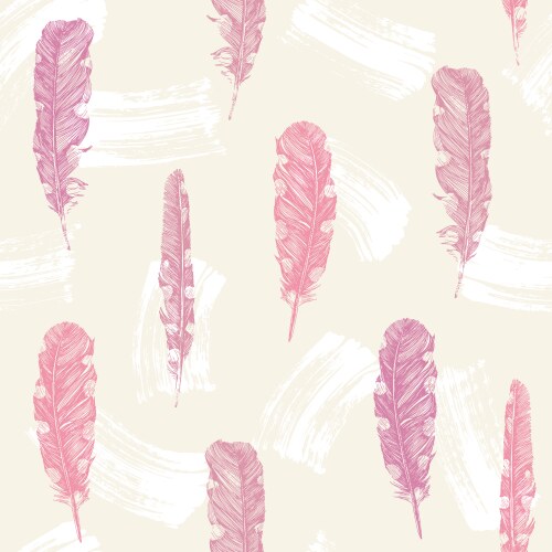 Seamless pattern with hand drawn feathers Vector Image