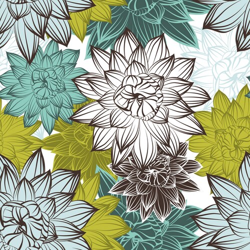 Seamless floral pattern with dark and light blue Vector Image