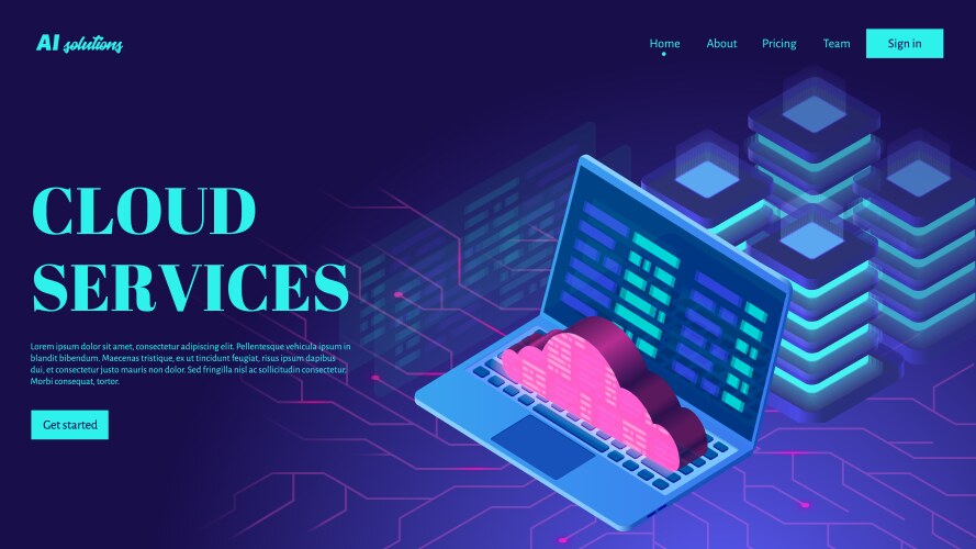 Deep learning system landing web page template Vector Image