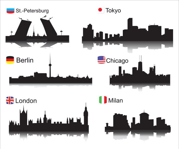 Silhouettes destroyed cities Royalty Free Vector Image