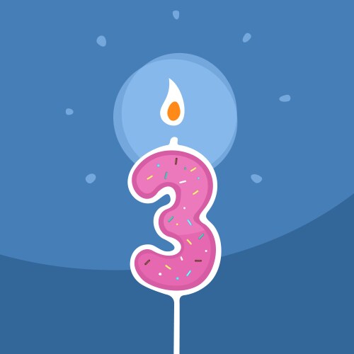 Three Year Birthday Candle Vector Image