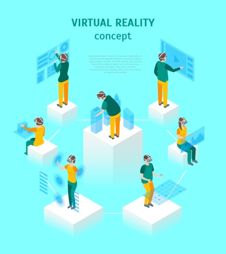 VR Technology & People Concept Vector Image