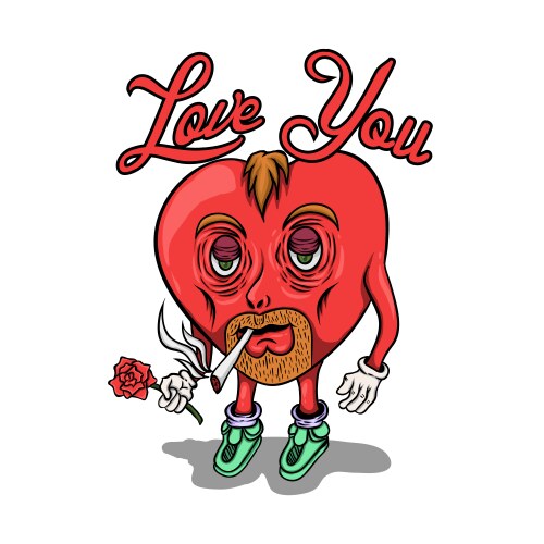 Smoke Heart Mascot Vector Image