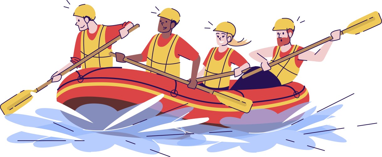 Hand sketch of people on a raft river rafting Vector Image