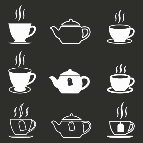 Icons instruction for making tea black background – Royalty-Free Vector ...