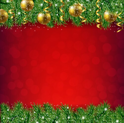 Fir tree border with holly berry red background Vector Image
