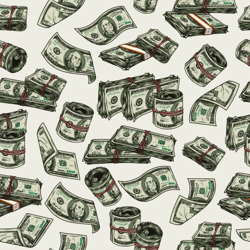 Money Roll Pattern - US Currency Vector Image