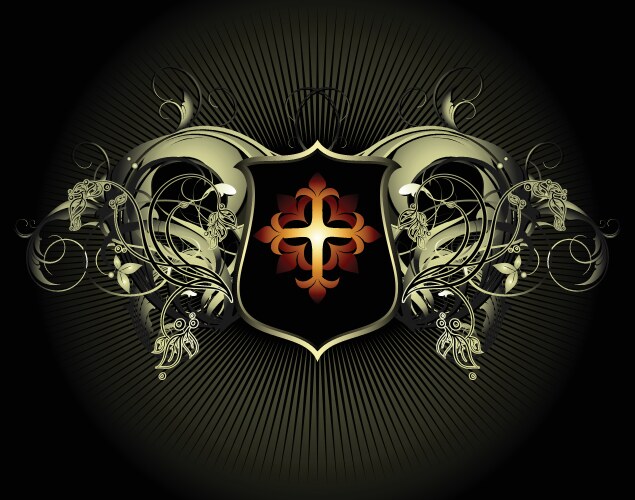 Ornamental shield with wings Royalty Free Vector Image