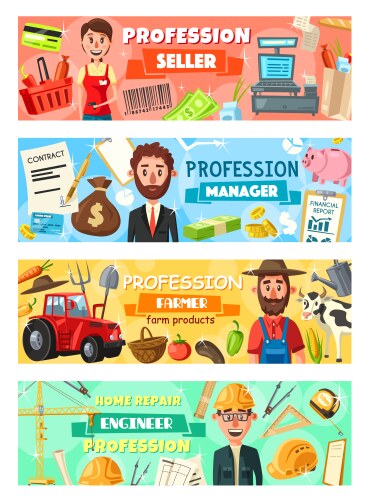 Farmer seller and engineer profession vector image