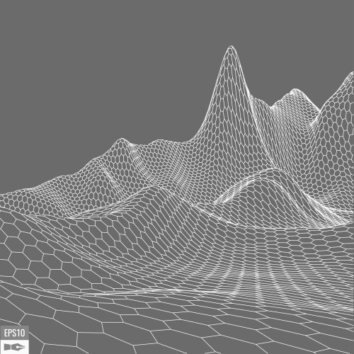 Wireframe landscape on white background abstract vector image