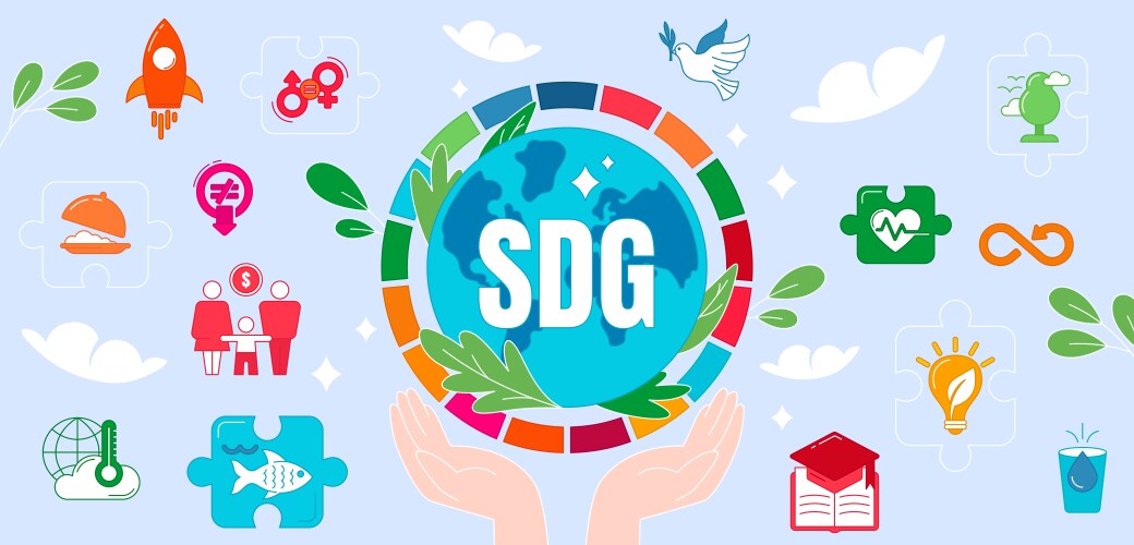 Flat icons of sustainable development goals vector image