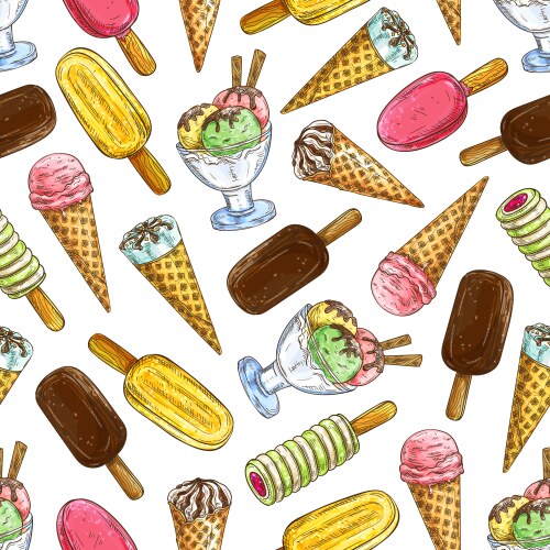 Ice Cream Sketch Pattern vector image