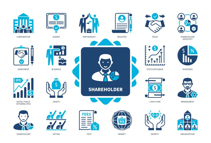 Organization solid icon set Royalty Free Vector Image
