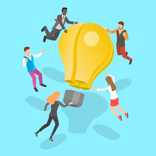 Teamwork & Collaboration Flat Isometric – Royalty-Free Vector | VectorStock