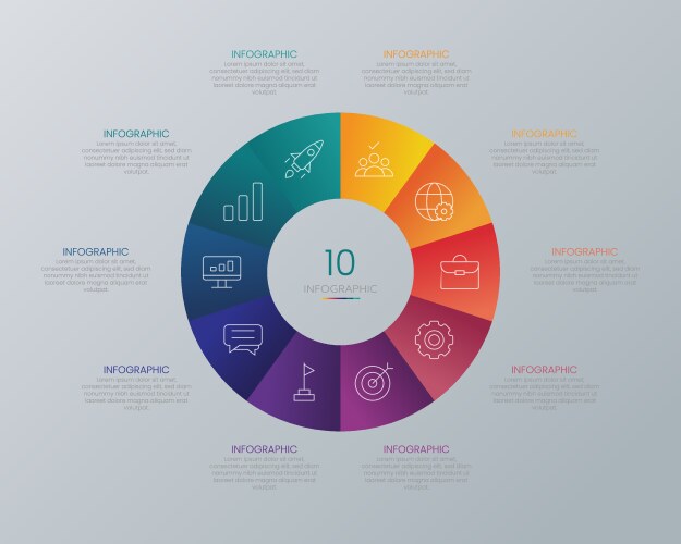 Circle shape infographic chart template Royalty Free Vector