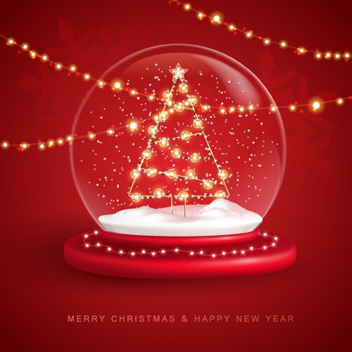 Christmas snow globe with tree vector image