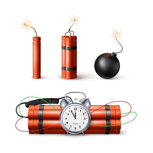 dynamite bomb with countdown clock and black vector image