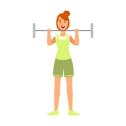 Young woman lifting barbell for biceps Vector Image