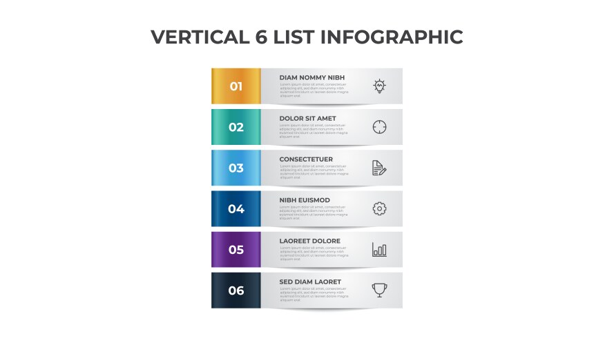 6 points steps block list layout diagram vector image