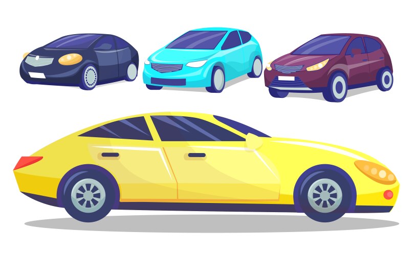 Automobile collection set colorful modern cars Vector Image