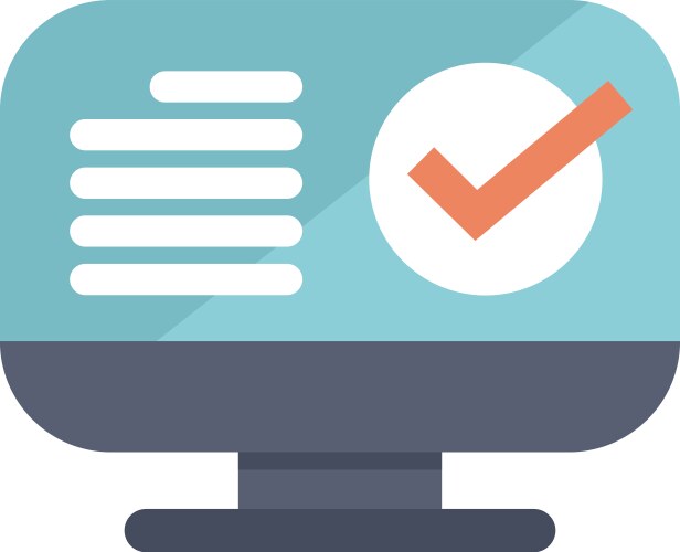 Computer monitor displaying checkmark icon vector image