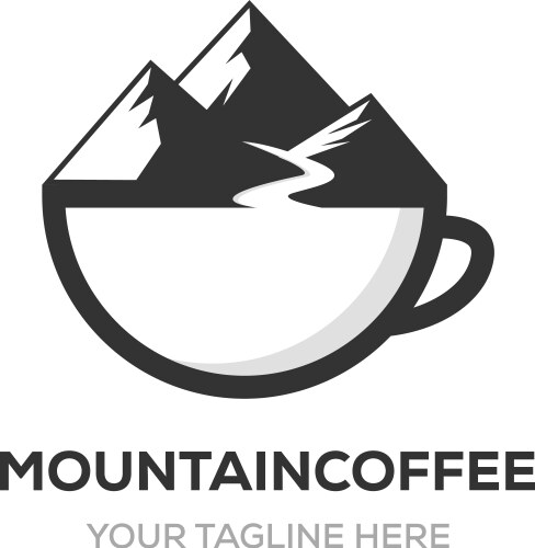 mountain coffee logo vector