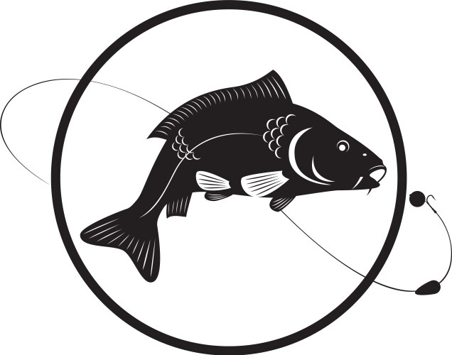 Carp with Fishing Hook Vector Image