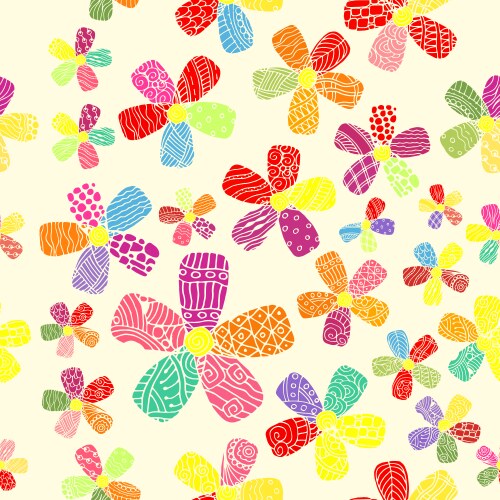 Retro 60s Flower Pattern Vector Image