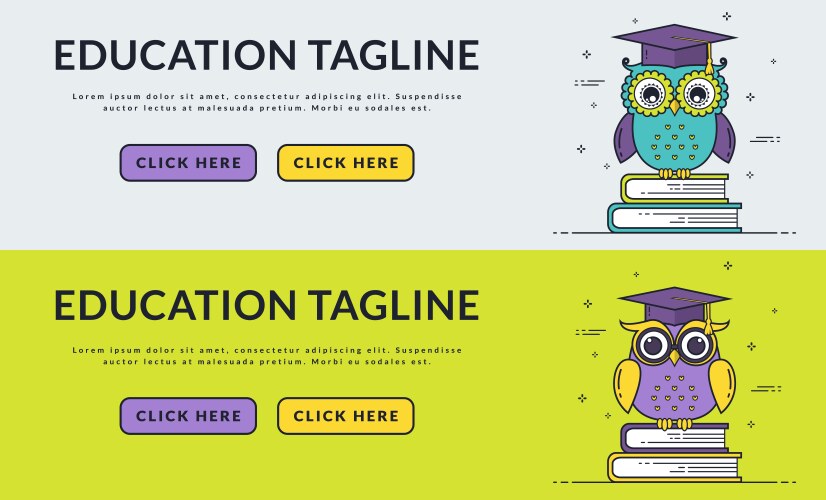 education web banners with smart owl vector image