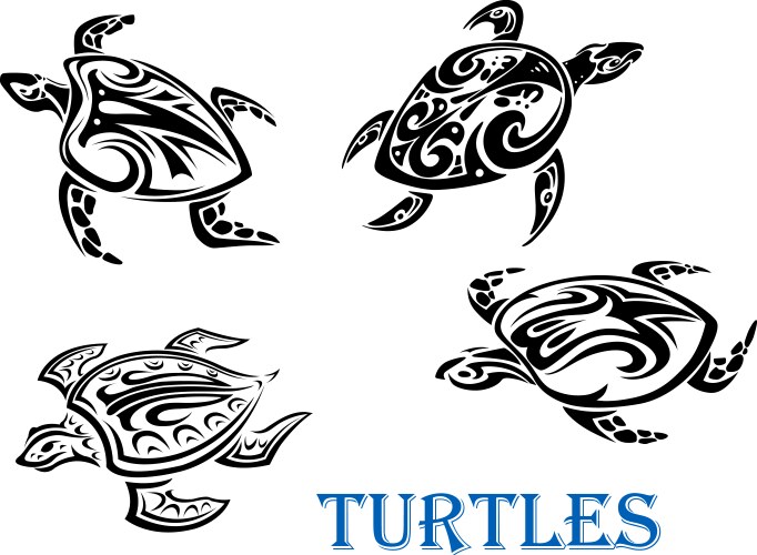 Maori style turtle tattoo Royalty Free Vector Image