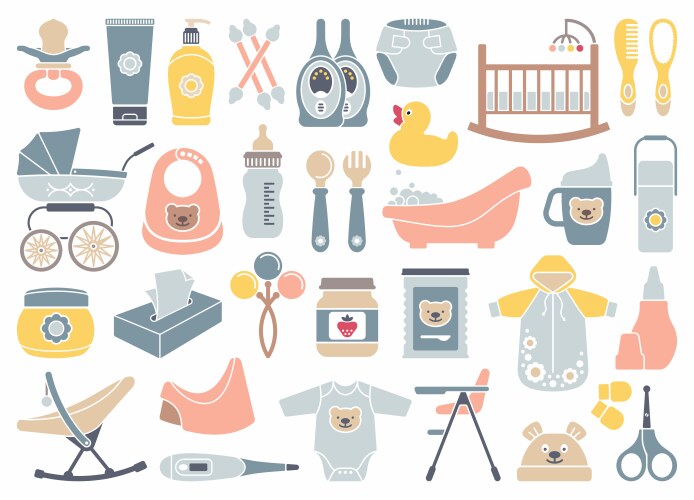 Baby Products Icon Set Vector Image
