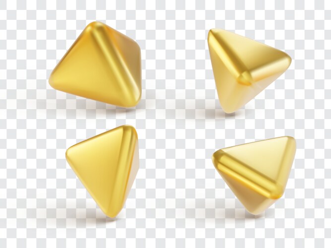 set of golden geometric 3d objects realistic vector image