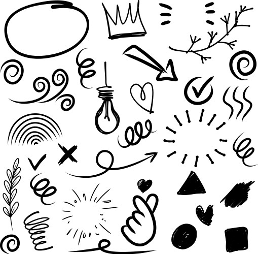 hand drawn set elements for concept design vector image