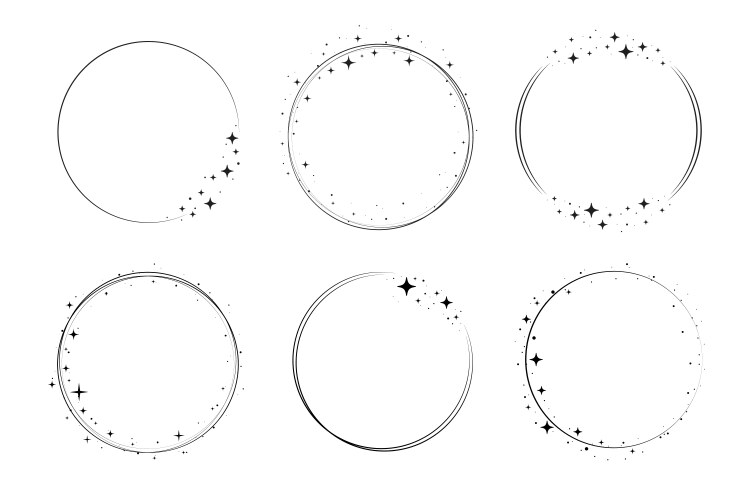 circle star border frame set sparkle vector image