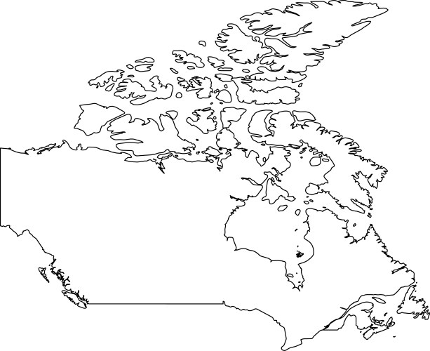 Canada Map Outline - Black Border Vector Image