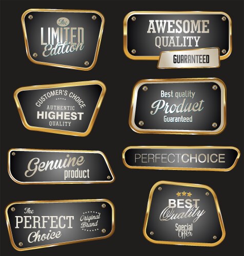 Premium quality gold and black labels vector image