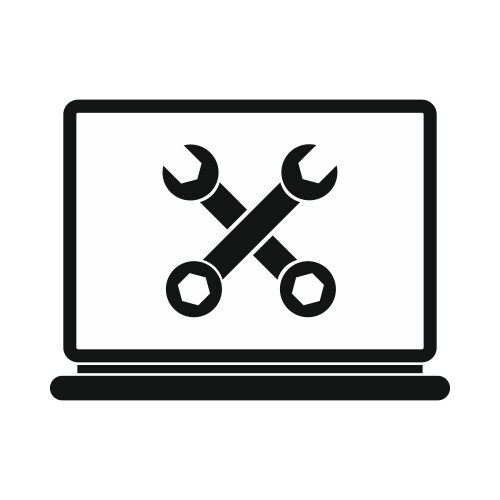 Wrenches on a computer icon simple style vector image
