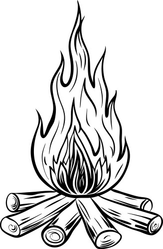 Campfire burning logs creating warmth simplistic Vector Image