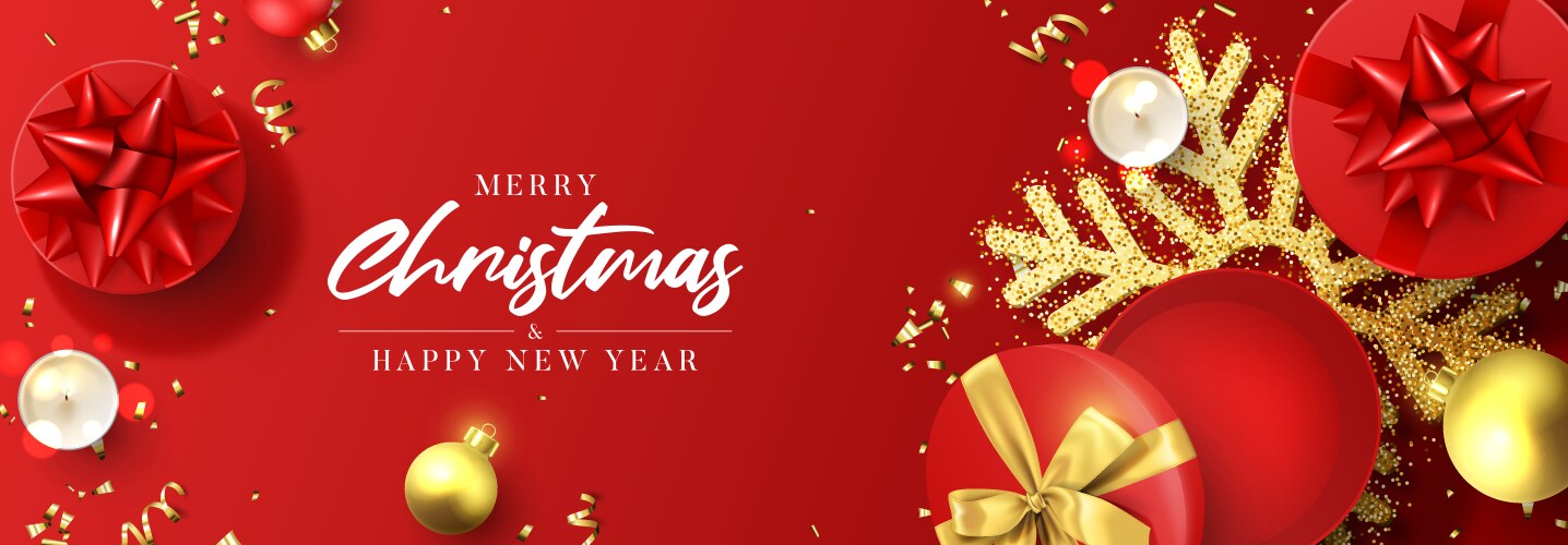 merry christmas and happy new year banner vector image vector image