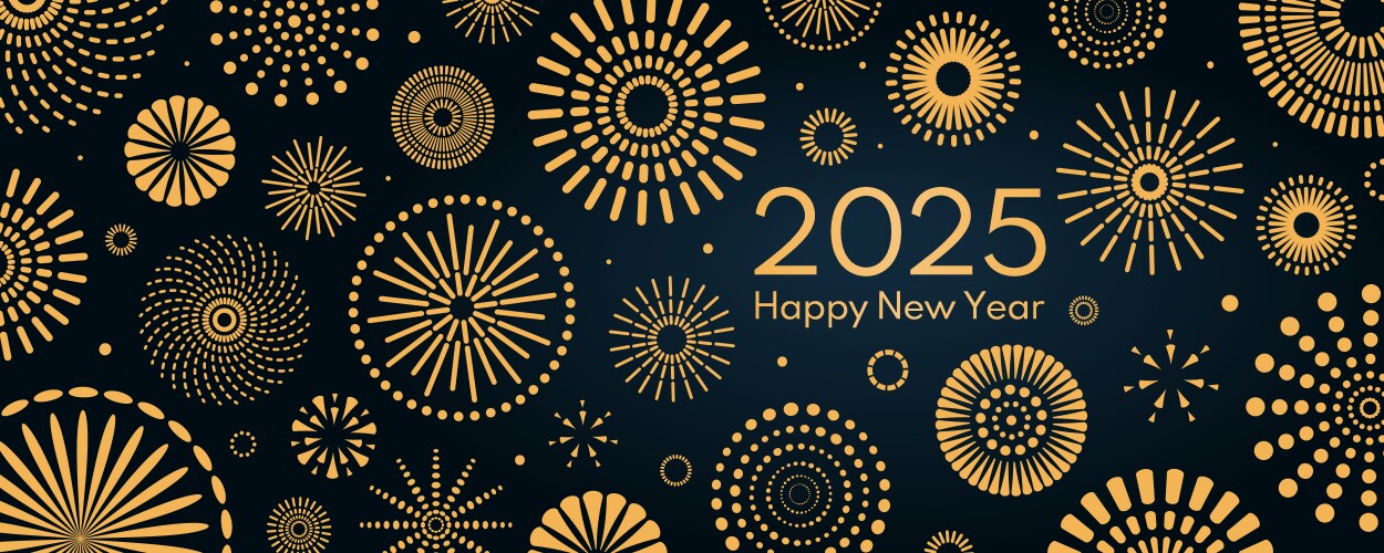 2025 New Year Golden Fireworks Background Vector Image 2025 New Year Golden Fireworks Background Vector Image