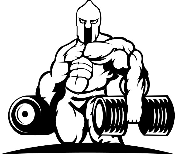Strong spartan athlete with dumbbell Vector Image