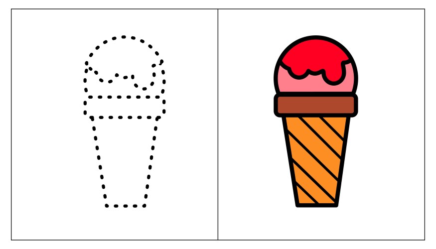 Draw a cat connect dots ice cream waffle cup Vector Image